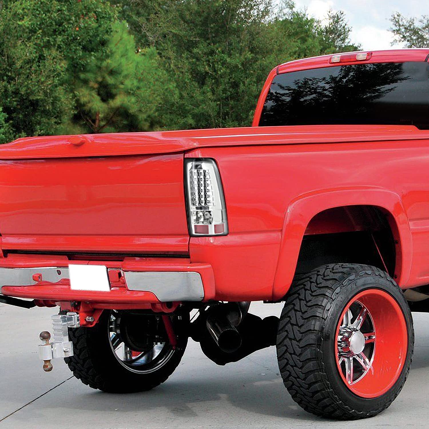Spec-D Tuning Chrome Housing Clear Lens Led Tail Lights Compatible With 2003-2006 Chevy Silverado 1500/1500Hd/2500/2500Hd, 2004-2006 Chevy Silverado 3500, Left + Right Pair Assembly